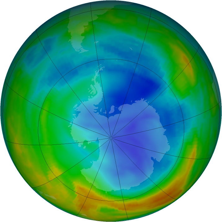 Antarctic ozone map for 26 July 1996